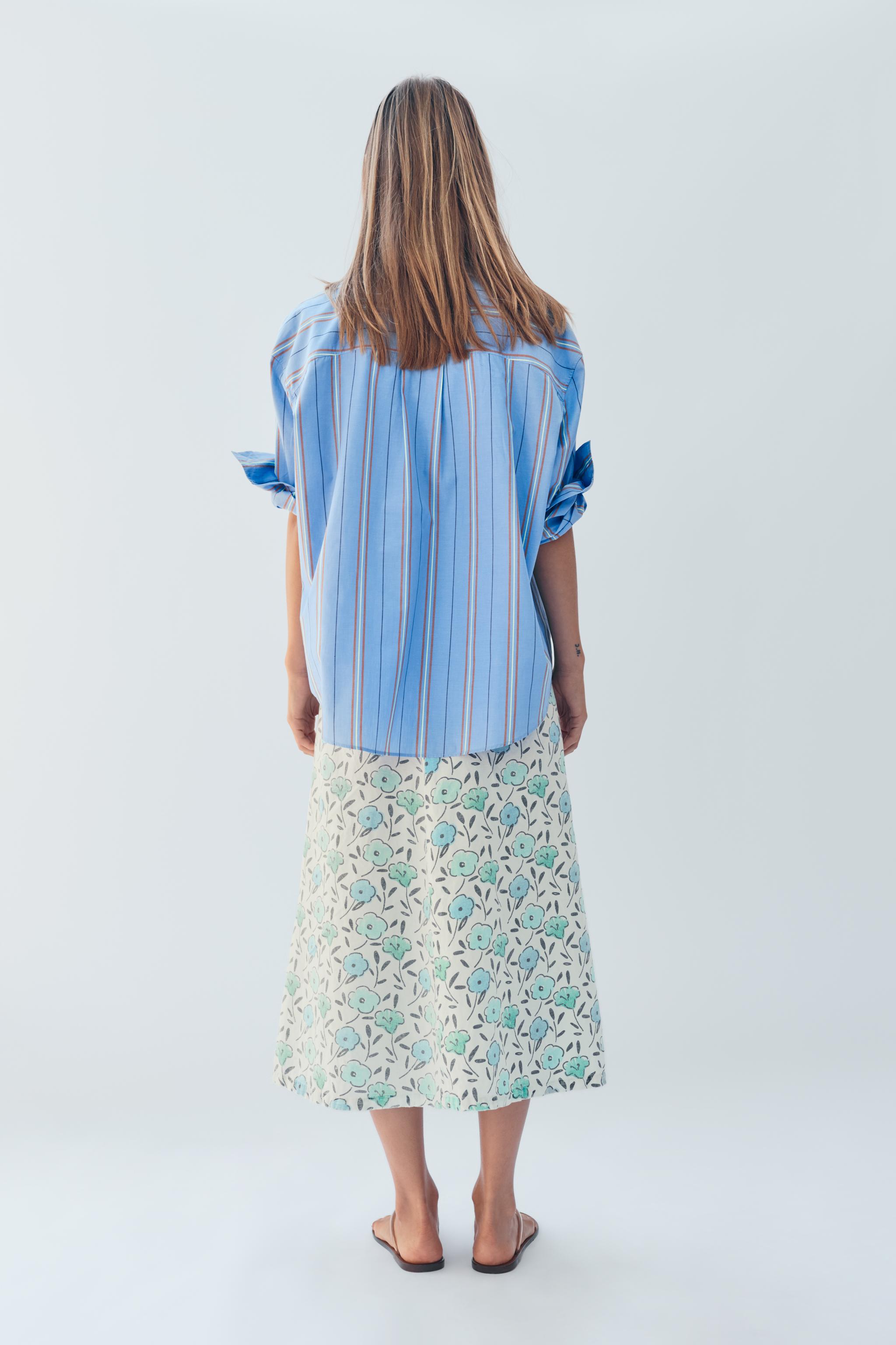 LIMITED EDITION FLORAL LINEN BLEND MIDI SKIRT